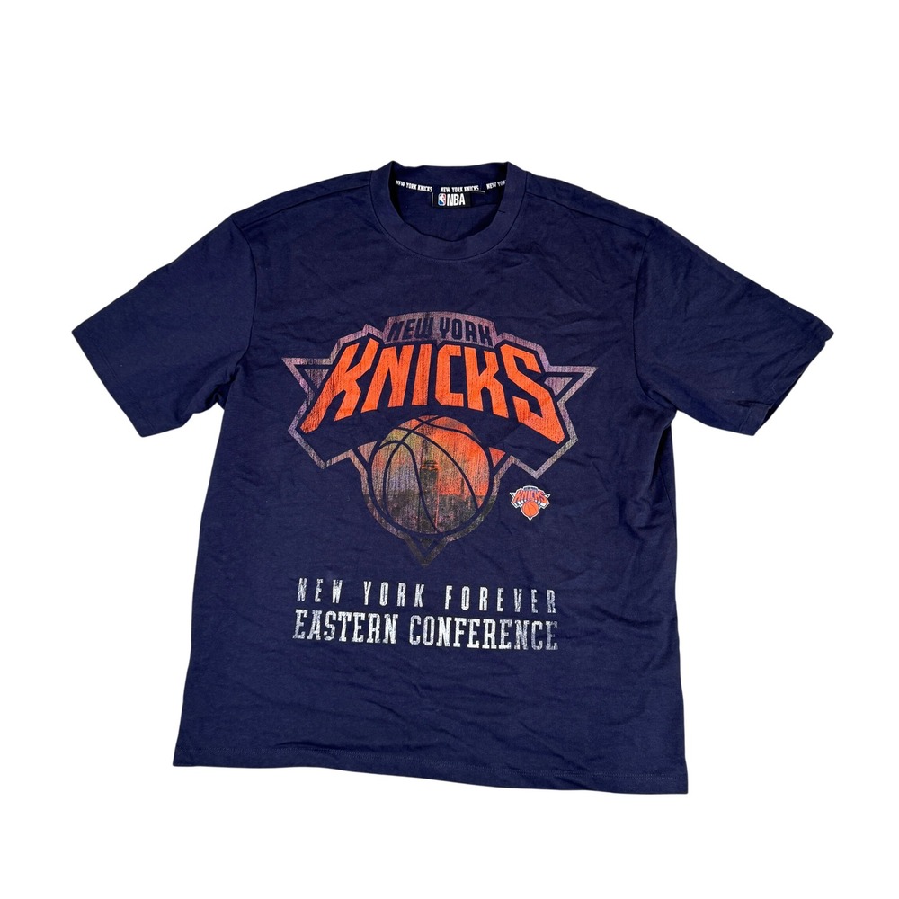 NBA New York Knicks T-Shirt Navy Blue Graphic Tee Eastern Conference Mens L